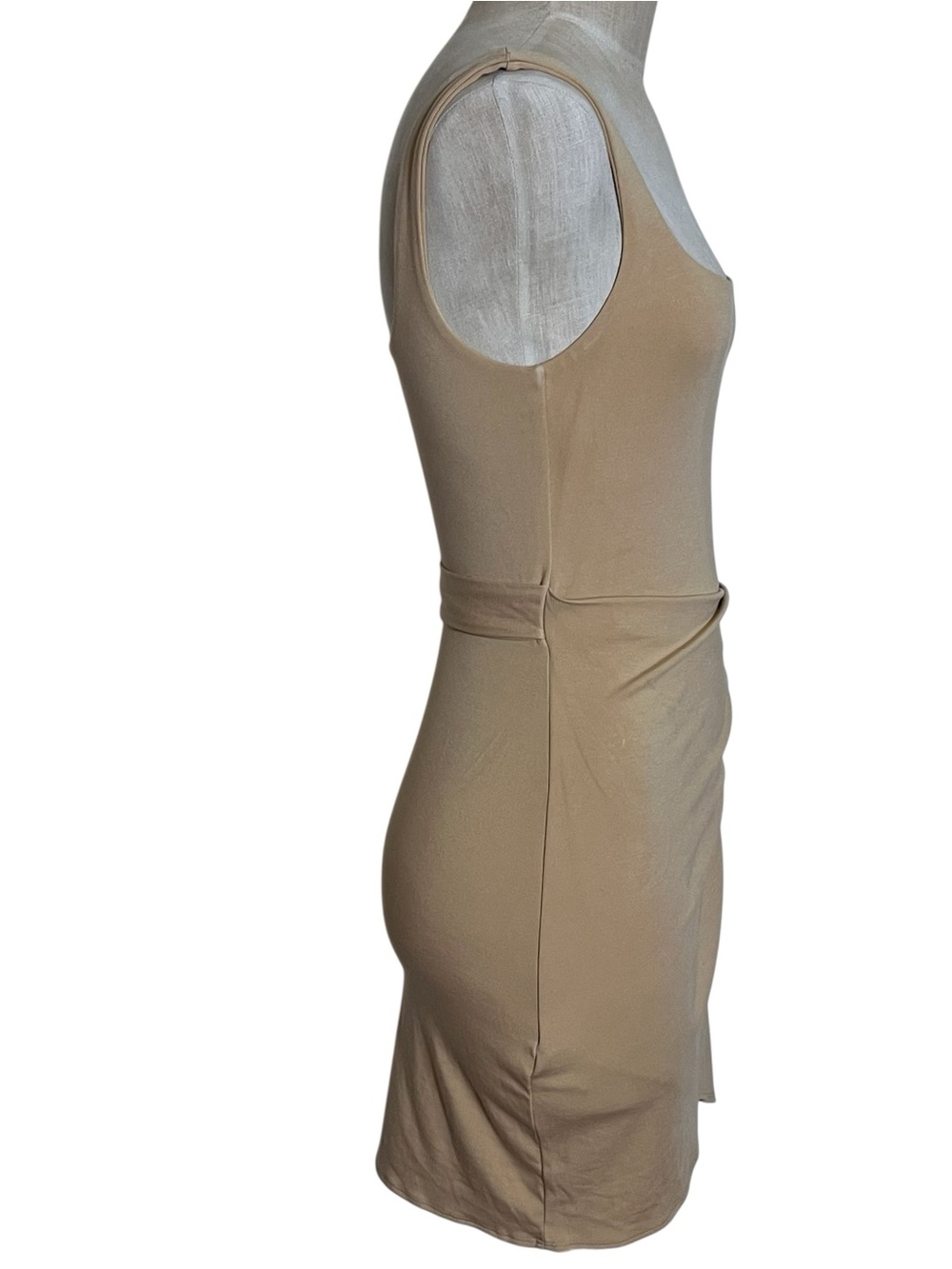 Aritzia Wilfred Saturn Wrap Bodycon Mini Dress Sandy Beige Small - Picture 10 of 14